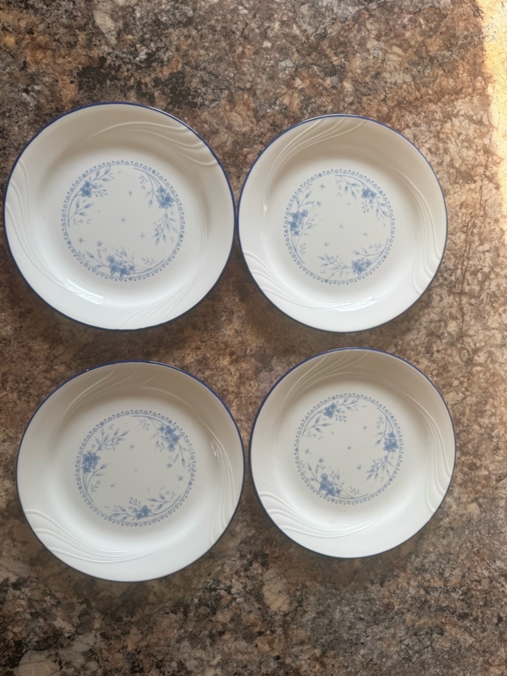 4 Vintage Celestial Blue Dessert Plates by Corelle